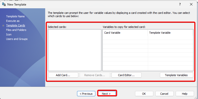 Optional: Assign a Template Card