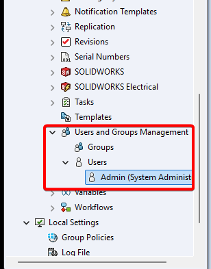 Double left-click user or group to modify permissions