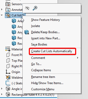 select "Create Cut List automatically" and rebuild the part