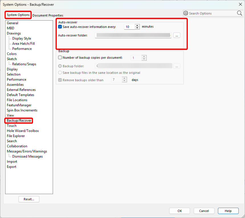 Turn on Auto recover