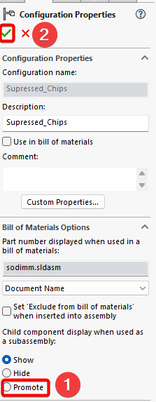 Promote Subassembly in Configuration Properties