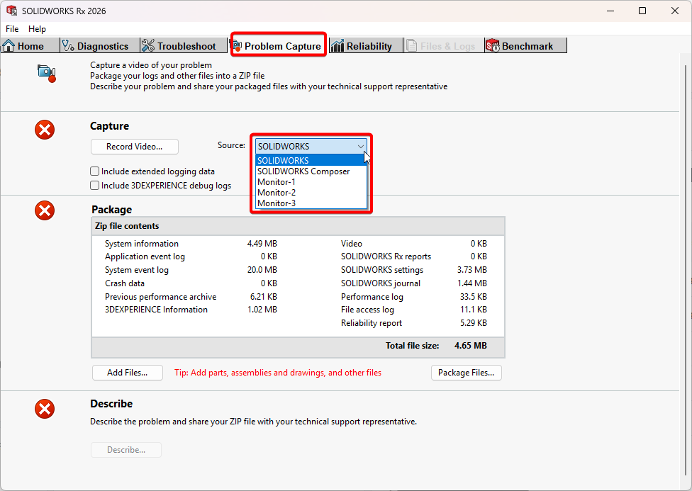 Select Application or Monitor to capture