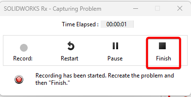 Click finish to end the recording 