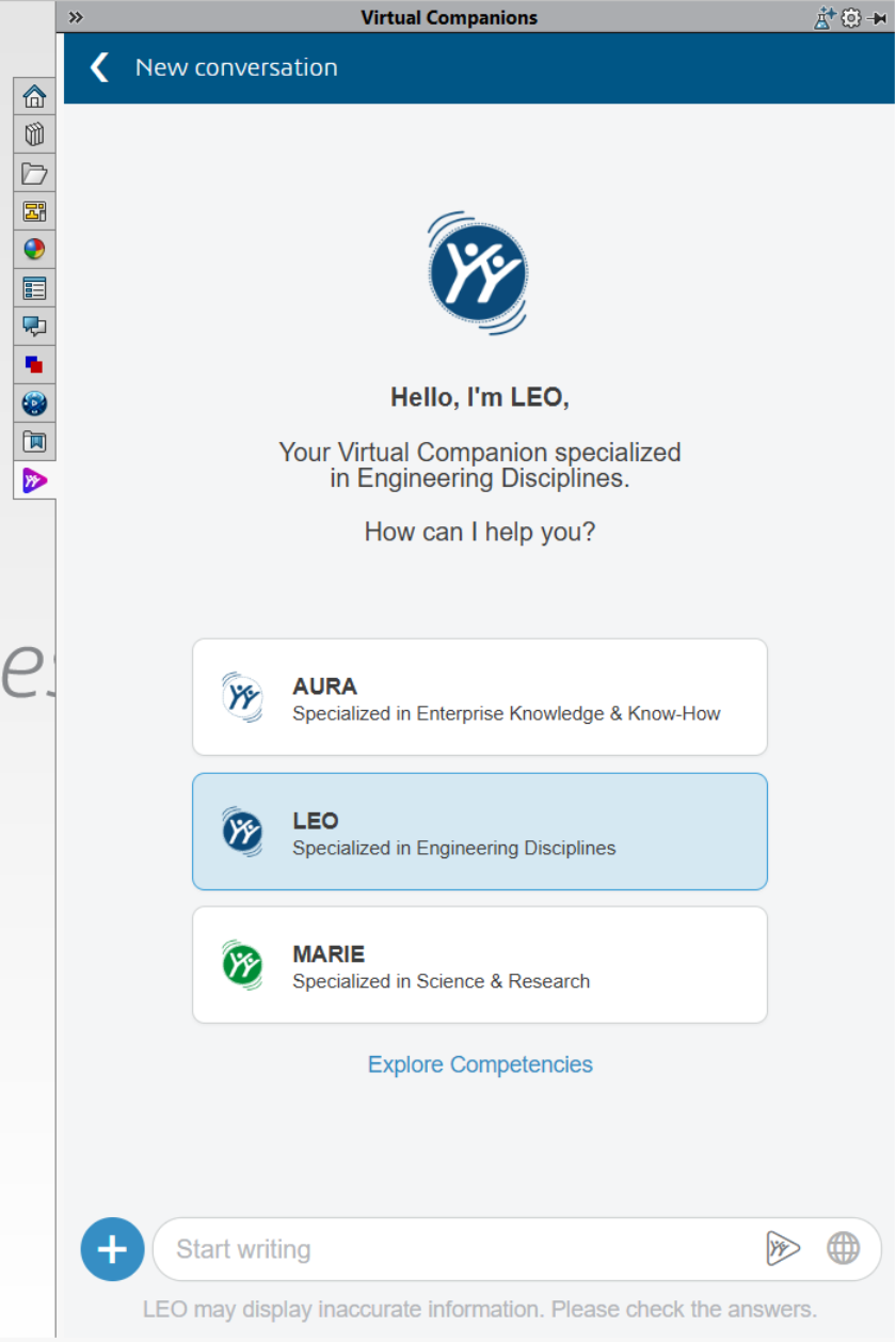 Virtual Companion Task pane
