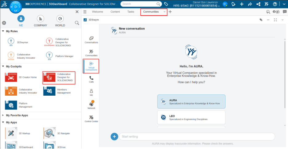 Access AURA in 3DEXPERIENCE