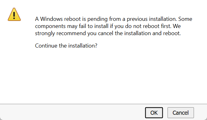 SOLIDWORKS Installation Windows Reboot Message