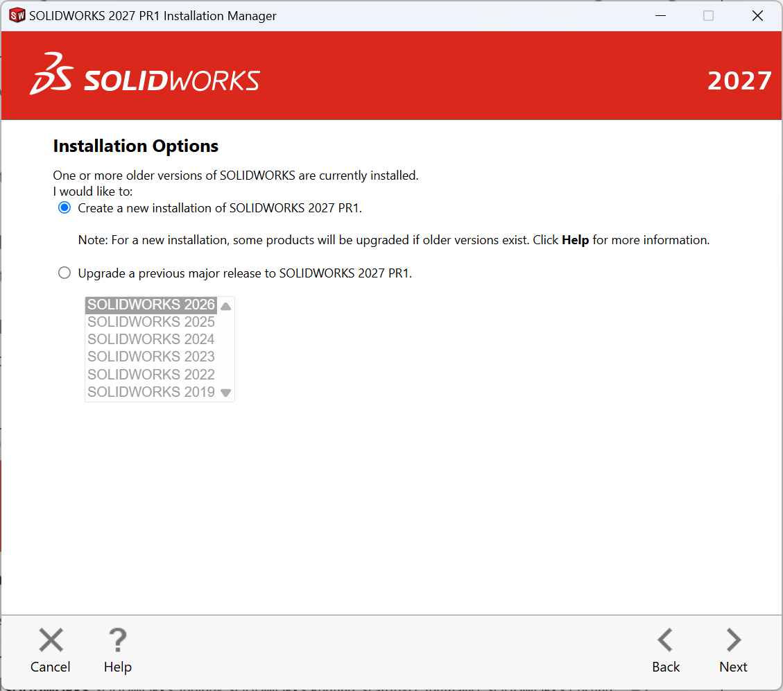 SOLIDWORKS Installation and Upgrade Existing Version Options