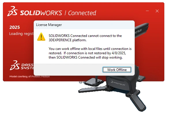 Work offline dialog box