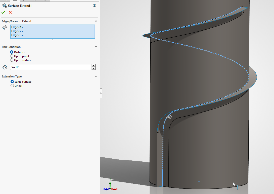 Extend the Ruled Surface