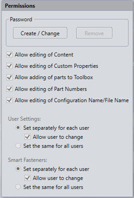 The permissions menu