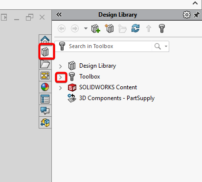 Navigate to the Design Library and expand the Toolbox