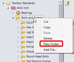Create new folder in toolbox
