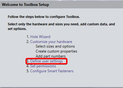 Define user settings