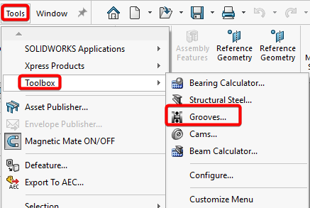 Click Tools > Toolbox > Grooves