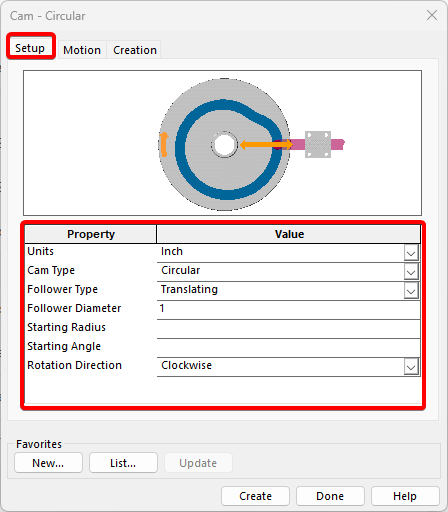 Select the setup tab
