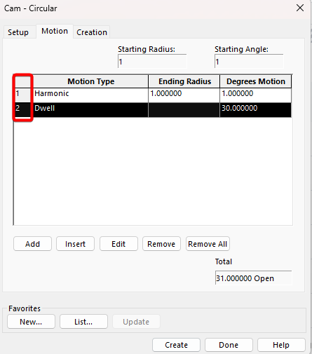 Drag numbers to reorder the motions