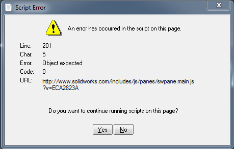 SOLIDWORKS "Object expected" script error 